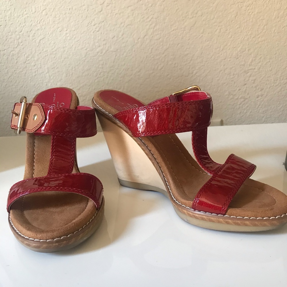 Linea Paolo Red Wedge Heels